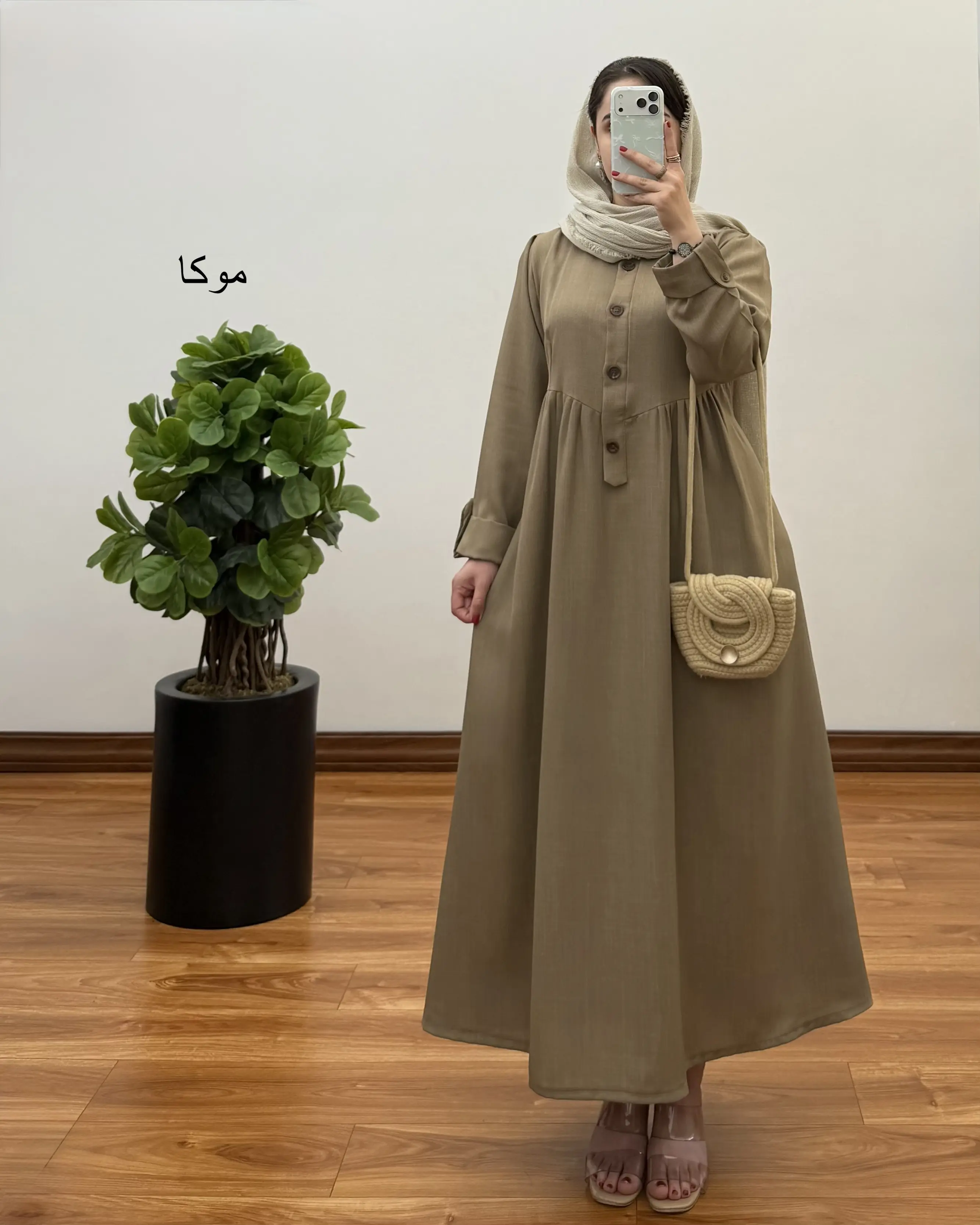 پیراهن مانتویی لینن مدل مهسان